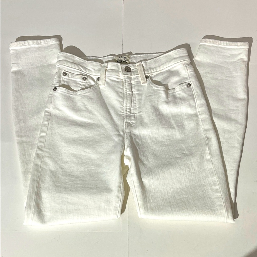 J. Crew 9" High-Rise Toothpick Skinny Jeans Denim White sz 25 Petite summer